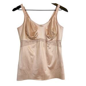 Ruby Ribbon Cami Camisole Shaping Bra Tank Top Beige Nude - 42